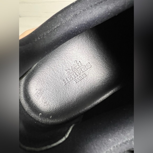 HERMES PLAYER SNEAKER Authentic Black Leather Slip On Soft Unisex 40 L 10 M 8 - Picture 8 of 16